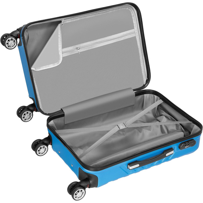 Набір валіз Zelsius 3 шт., блакитний | ABS, з кодовим замком, роздільниками всередині, для ручної поклажі, великий, комплект багажу