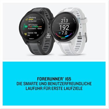 Garmin Forerunner 165 (43 мм) - Розумний годинник для бігу, AMOLED, 11 днів роботи, 25+ спортивних функцій, рекомендації тренувань, здоров'я, чорний