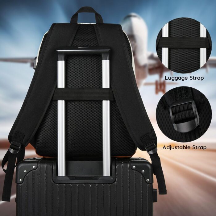 Рюкзак YAMTION 17.3 дюйми для чоловіків та жінок, шкільний/університетський, з USB-портом для зарядки (15.6', Blackbeige)