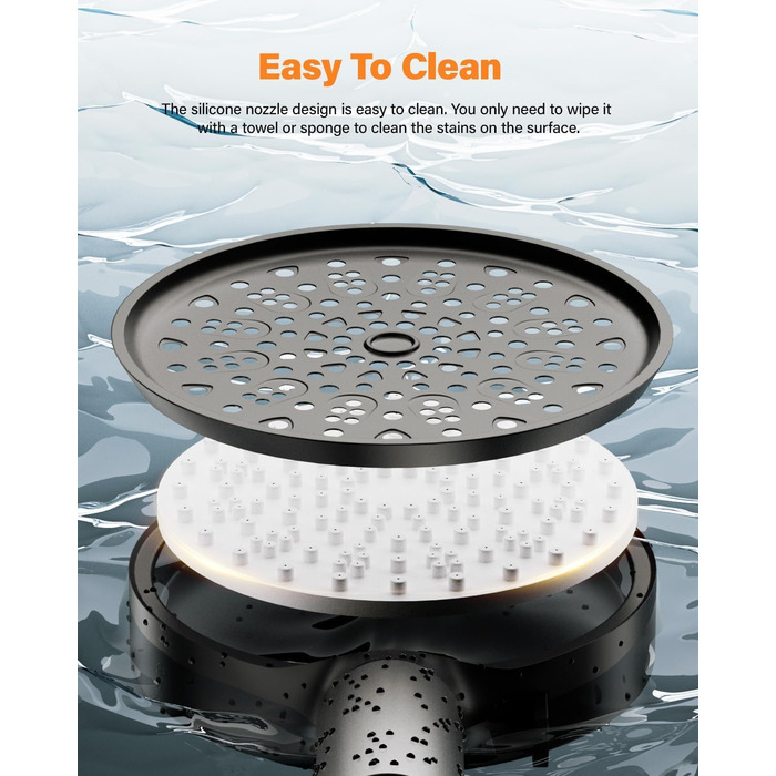 Фільтр для душу Cobbe з шлангом, душова лійка високого тиску з 6 режимами, економна душова лійка з шлангом, ручна лійка з фільтром від накипу для жорсткої води, хлору, чорна