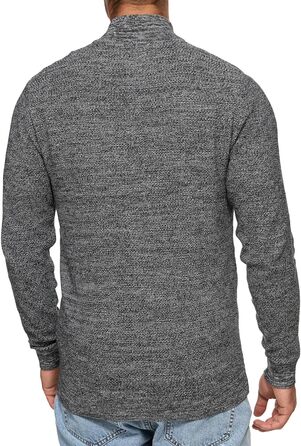 Чоловічий кардиган Indicode INWestmoon з коміром-стійкою | В'язаний кардиган з бавовняної суміші (L, Charcoal Mix)