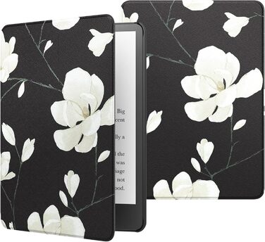 Чохол MoKo для Kindle Paperwhite 11 (2021) 6.8 дюйма, з функцією авто-сплячки, з міцного кожзаму, Signature Edition, Магнолія (чорний та білий)