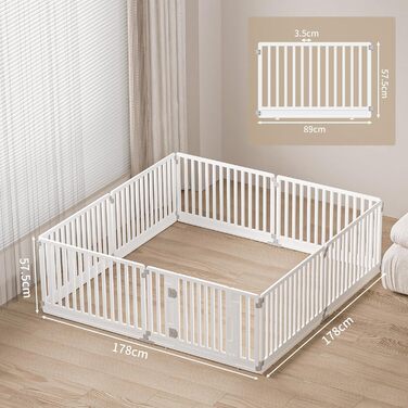 Вольєр для цуценят Gupamiga, розкладний вольєр для собак з дверцятами, білий (178x178 см), 8 шт.