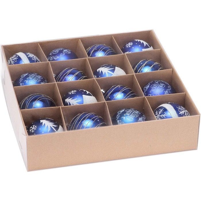 Декоративна куля на ялинку Sea Team з малюнком та блискучими прикрасами, набір (60 мм, 80 мм)