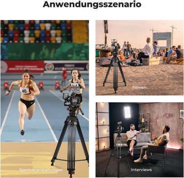 Штатив для камери K&F CONCEPT VA3+BV20: відео штатив з поворотним кріпленням, 184 см, для DSLR, відеокамер