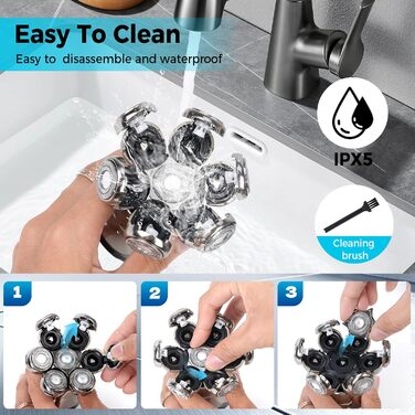 Машинка для гоління голови OSDUE чоловіча, водонепроникна, акумуляторна Type-C, для гладкої голови, магнітна, легка в очищенні, 60 хв роботи