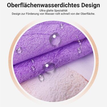 Штора для душу 240x200 см, квіти, поліестер, антигрибкова, водовідштовхувальна, з кільцями та утяжувачем (Ліловий)