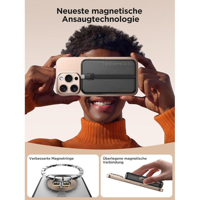 Портативний зарядний акумулятор Powerbank MagSafe 10000mAh з бездротовою зарядкою, USB-C, для iPhone, AirPods (Чорний)