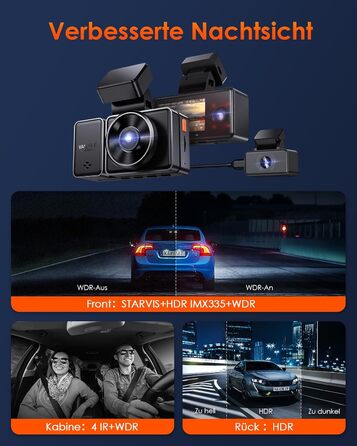 Відеореєстратор VANTRUE E3 2.7K трьохканальний з WiFi, нічним баченням та паркувальним режимом