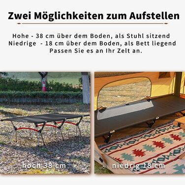 Легке туристичне ліжко TOMOUNT: компактне кемпінгове ліжко з алюмінієвого сплаву для відпочинку на природі, балконі, у саду або під час подорожей