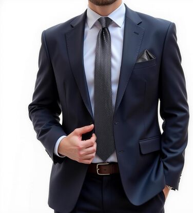 Чоловіча краватка DiBanGu в клітку з шовку, комплект з нагрудною хусткою, запонками та затискачем для краватки в подарунковій коробці для весілля та бізнесу, димчасто-сірий