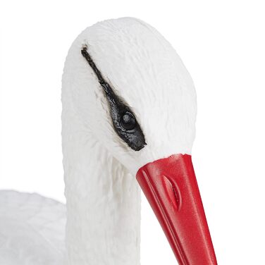 Relaxdays, white/red garden figure stork, garden decoration figure, fish heron protection, welcome stork for new baby, HBT 80 x 22 x 64 cm, garden decoration figure