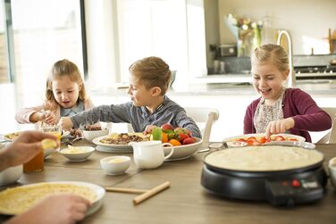 Електрична млинниця Russell Hobbs Fiesta 30 см, антипригарна, з лопаткою і розподільником тіста, 1000 Вт, для млинців, панкейків, буріто, галет, тако