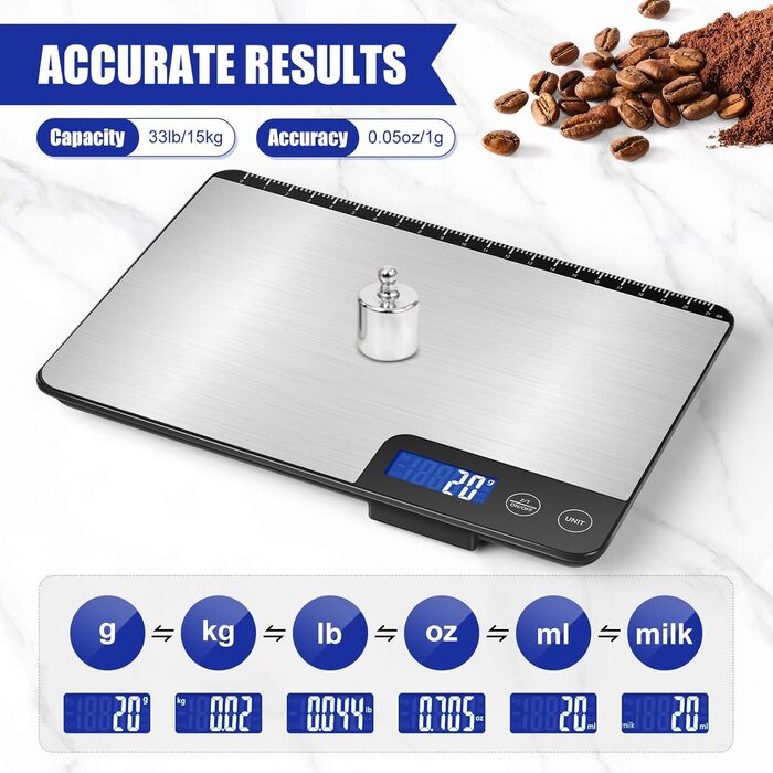 Кухонні ваги Dr. Oetker 10 кг, цифрові з LCD-дисплеєм, мультифункціональні для приготування та випікання, точність до 1г, функція тарування, 6 одиниць вимірювання, модель K30H