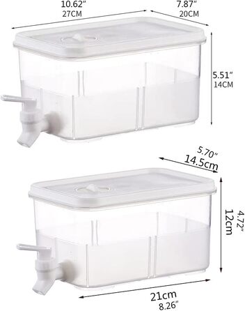 Drink dispenser with faucet, water dispenser for refrigerator, plastic water dispenser with lid, transparent, for parties, weddings, restaurant (5 l)
