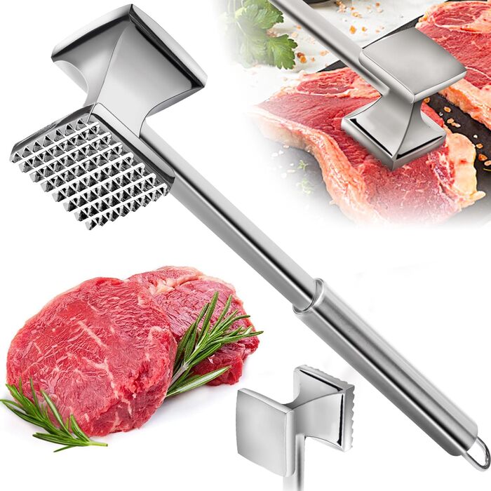 Кухонний молоток для м'яса Yopinmall з нержавіючої сталі, двосторонній, антипригарний, для шніцелів, котлет, стейків