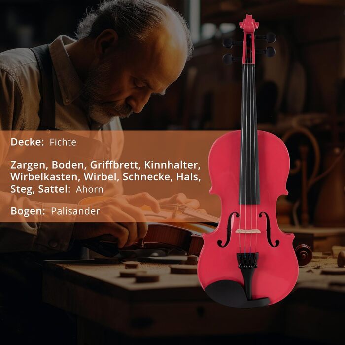 Скрябавка Cantabile VP-100PK 1/2 - Комплект для початківців: скрипка, бовтан, чохол, смола, запасні струни (рожевий)
