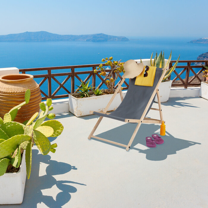 Relaxdays Folding Wooden Lounge Chair