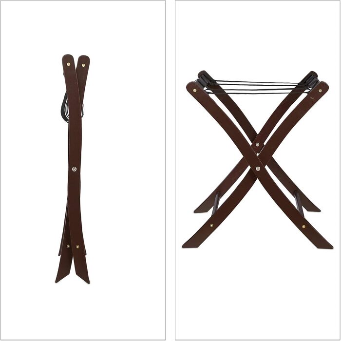 Relaxdays Suitcase Stand, Wood, Folding, Luggage Rack, Suitcase Storage, for Travel Luggage, HxWxD: 52.5x66.5x48 cm, white (Brown)