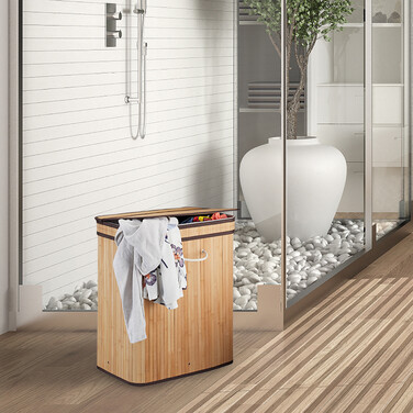 Relaxdays Bamboo Laundry Basket, Square