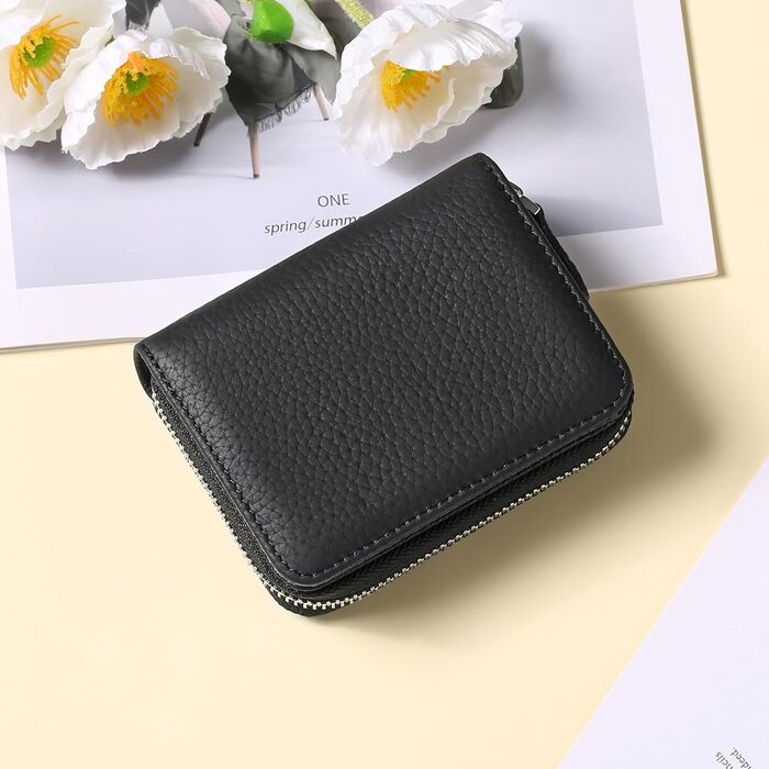 SENDEFN Wallet for Women, Leather Wallet for Women with Many Compartments, Small Women's Cardholder Wallet, RFID Protection Card Holder with Zipper and Many Compartments, Wallet