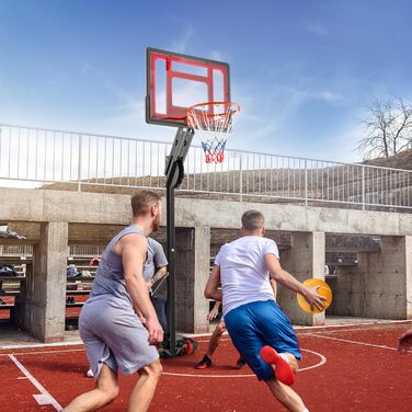 COSTWAY Adjustable Height Basketball Stand - Outdoor Basketball Hoop with Stand & Wheels, Weighted Base, Mobile Basketball System for Kids & Teens - Includes Ball & Pump