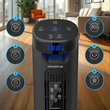 Колонний вентилятор Climative Fresh ION TF-46SBI, чорний