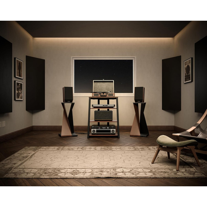 HiFi тумба FITUEYES для вінілу та аудіотехніки з полицями, 61x52x78 см - коричнева