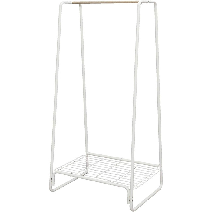 Iris Ohyama Stylish Clothes Rack, Ladder, Includes Hooks, Robust Frame, Non-Slip, For Bedroom, Studio, Closet, Space-Saving, Clothes Drying Rack, Easy Assembly, PI-O150 (White, Chopped Metal Shelf)