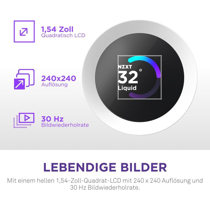 NZXT Kraken: Система водяного охолодження CPU з LCD-дисплеєм – 280 мм, Чорний