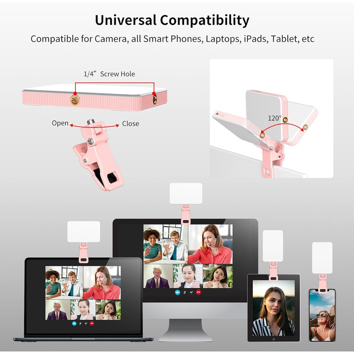 LED-відеолампа Newmowa NMW-80AI для селфі, TikTok, макіяжу та відеоконференцій (рожева)