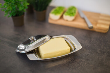 Relaxdays Stainless Steel Butter Dish with Handle
