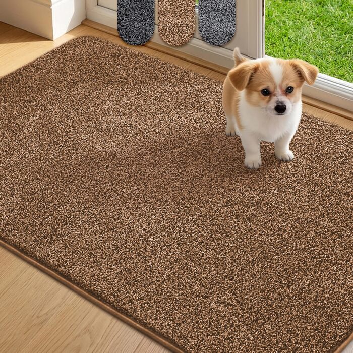 Килимок придверний Mibao SoftStep Luxus 60x90 см, коричневий - антиковзкий, вологопоглинаючий, для дому та коридору, машинне прання