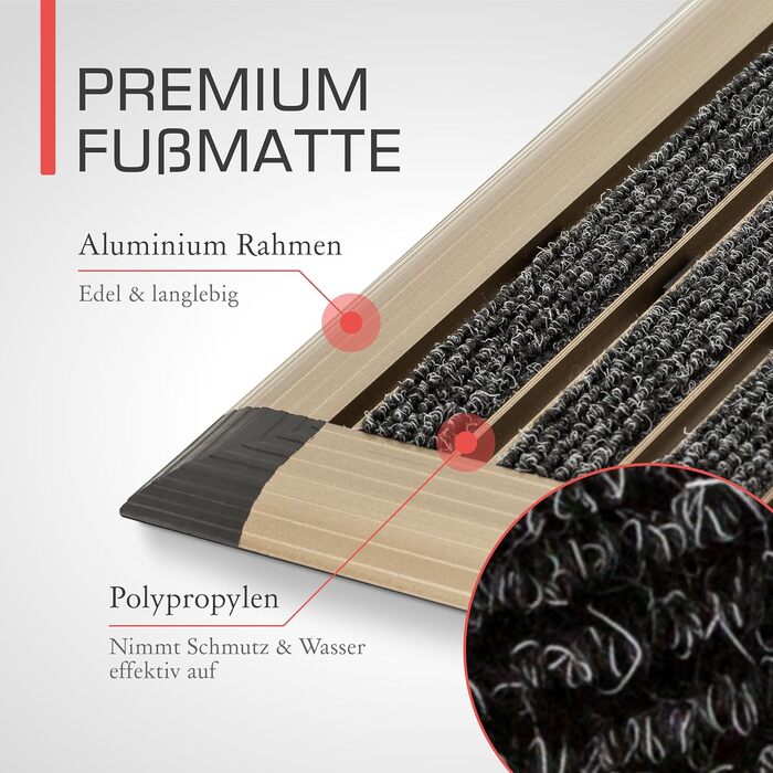 Aluminum Outdoor Doormat - 50x80cm - Rust-Proof, Non-Slip - Champagne Gold