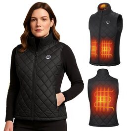 Кемімото - Тепла жилетка для жінок з підключенням через додаток, акумулятор 10000 мАг, 3 режими нагріву, 4 зони нагріву, для активного відпочинку, мотоциклів, походів, кемпінгу