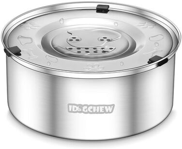 Миска для собак 1л, не протікає, з нержавіючої сталі, протиковзаюча, легко миється, срібна