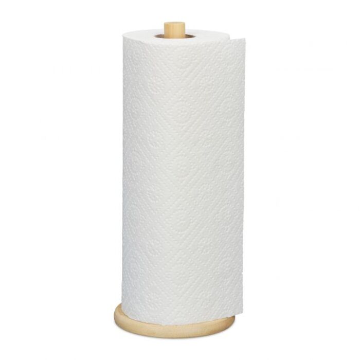 Relaxdays Bamboo Kitchen Roll Holder