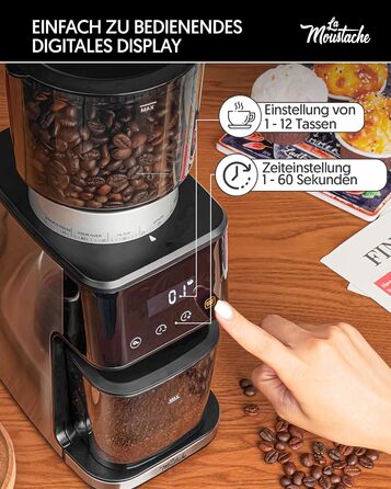 Електрична кавомолка та подрібнювач спецій La Moustache GrindMaster Silver BD-CG018, 165W, нержавіюча сталь, 350г