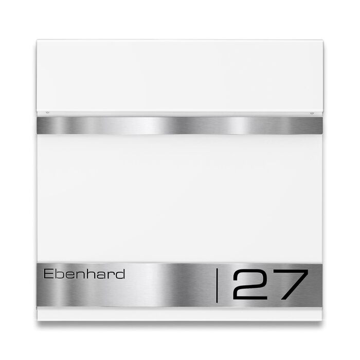 Поштова скринька Metzler Premium з газетницею, антрацит. Персоналізована з табличкою для імені. Якісна настінна поштова скринька з нержавіючої сталі V2A з порошковим покриттям RAL 7016, модель Stencil (біла)