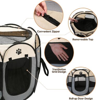 Складана переносна тачка-ліжечко для тварин, для собак, котів та кошенят, дихаючий сітчастий матеріал, легка, для дому та вулиці, темно-коричнева