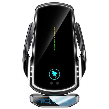 Автомобільний бездротовий зарядний пристрій AmazeFan 15W Qi з тримачем для телефону, чорний