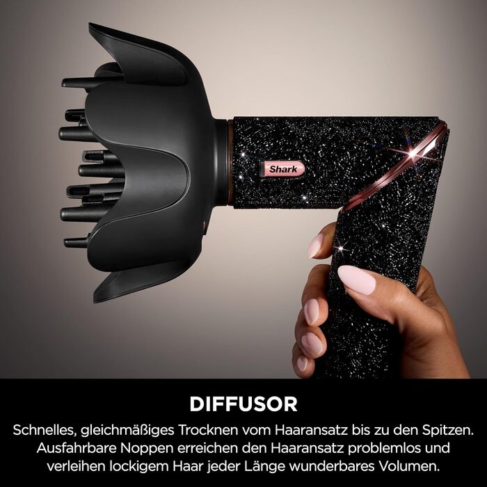 Фен Shark FlexStyle Multi 5-в-1 з насадками для укладання, чорний (Black Diamond)