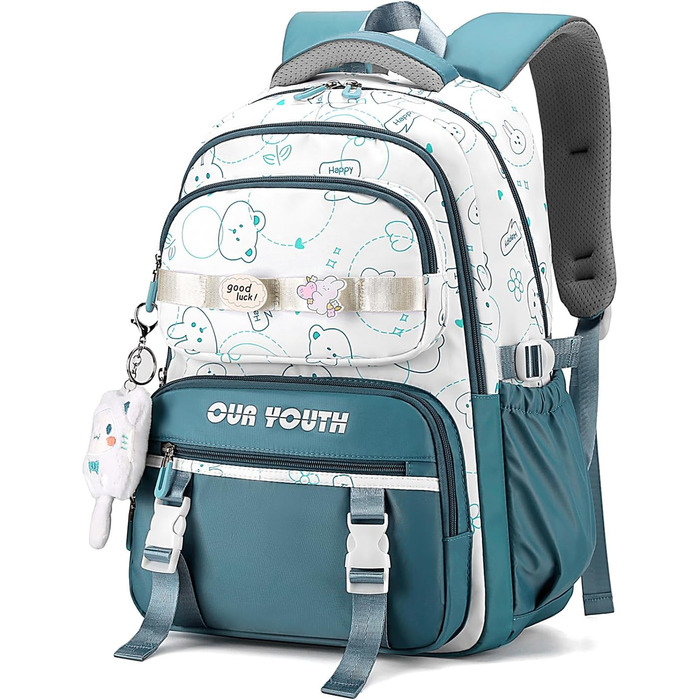 Дитячий рюкзак IvyH для дівчаток, водонепроникний, 2-6 клас, велика місткість, для школи, гімназії, університету (Блакитний)
