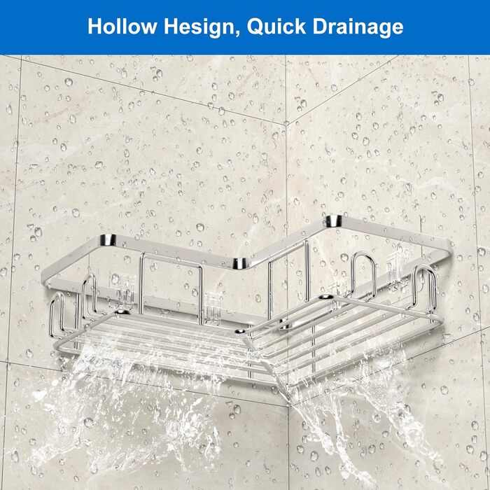 Набір з 3 кутових полиць для душу без свердління, вологостійкий та антикорозійний, органайзер для ванної кімнати, тримач для шампуню та гелю для душу (чорний та срібний)