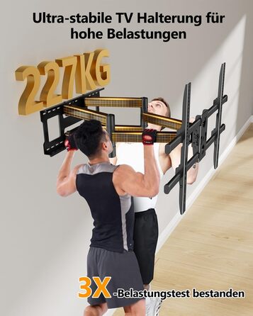 Настінне кріплення для телевізора Heavy Duty XXXL 60-120 дюймів, поворотне, з регулюванням нахилу, висувне, до 125 кг, VESA 200x100 - 1000x600 мм