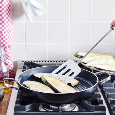 GreenPan Essentials кругла гриль-сковорода 28 см, керамічне антипригарне покриття, без PFAS, для індукції, для посудомийки, чорна