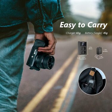 NEEWER Запасний акумулятор та зарядний пристрій для Canon EOS R7, R5, R6, 5D III, IV, 6D II, 7D II, 70D, 80D, 90D (2 x 2250mAh, Dual USB, LCD, USB-C)
