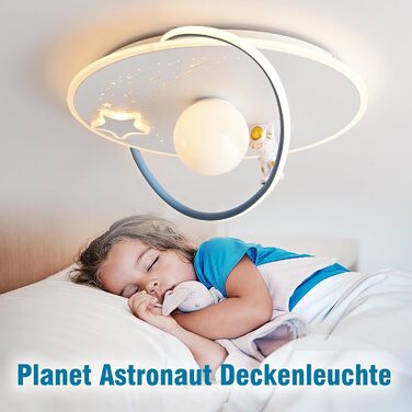 RRBEST LED Ceiling Light, Modern Moon Astronaut Design Ceiling Lamp, Dimmable with Remote Control, Boys and Girls Children's Room Lamps, Decorative Ceiling Lamp for Children's Room