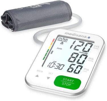 Тонометр на плече Medisana BU 565 з Bluetooth: точний вимір тиску та пульсу, пам'ять, великий дисплей, індикатор кольорами, виявлення аритмії
