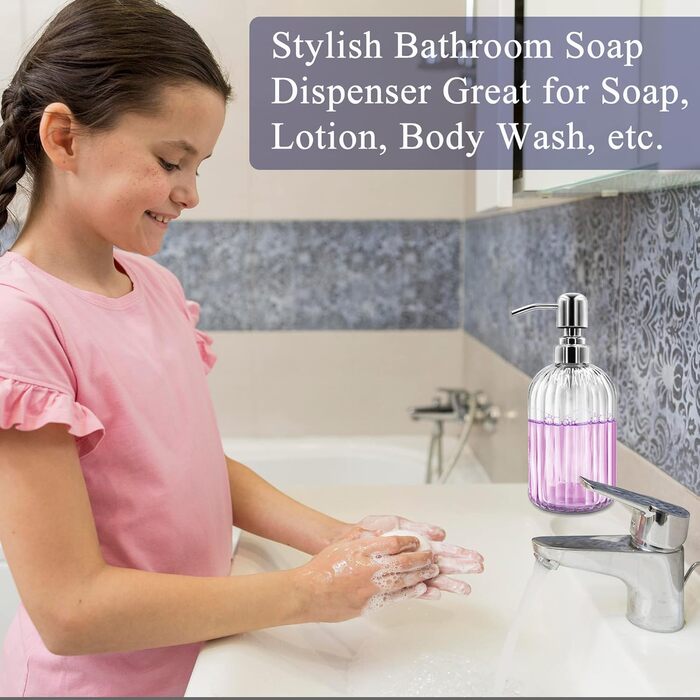 Набір дозаторів для мила 2 шт., 400 мл, скляні з нержавіючою сталею, для ванної, кухні, преміум-якість